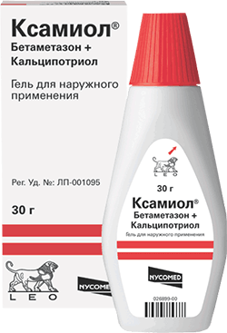 Ксамиол гель от псориаза головы, с витамином D и бетаметазоном Гель Ксамиол при псориазе